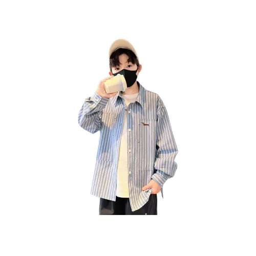 ATONGMU Blue School Age Casual Shirts ATONGMU Синий Школьный возраст Повседневные Рубашки