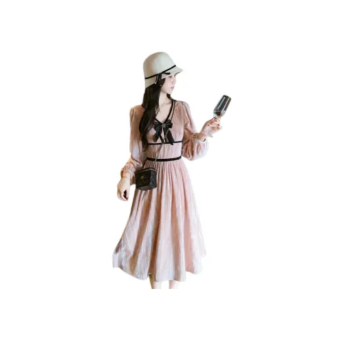 Fish Rabbits Длинное платье с длинными рукавами женское