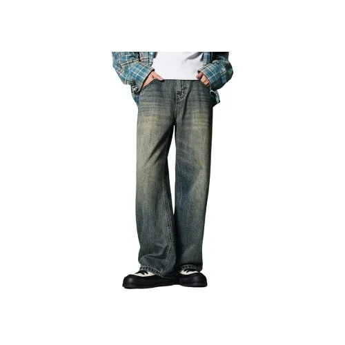 SONGS ALONG Джинсы Унисекс Винтаж Синий