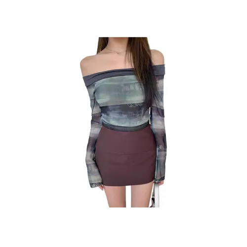 NHZN Расклешенный рукав T-рубашка Женская Зеленая