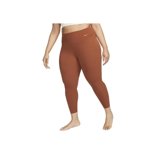 nike Мягкая поддержка Высокая посадка 7 8 Леггинсы Большой размер Вязаные Тренировочные штаны Женские Темно-красный Умбра