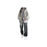 Двухкомпонентный комплект (Абрикосовая куртка + Темно-синие джинсы)