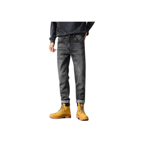 BINGSHENG Черный Серый Цвет Унисекс Джинсы