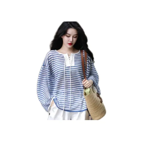 MISSHONEY MH Синие полосы T-рубашка Женская T-рубашка