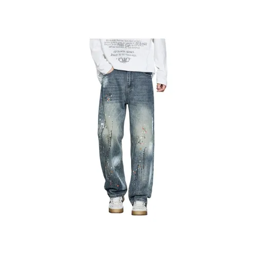 UOOHE Винтажные синие унисекс джинсы