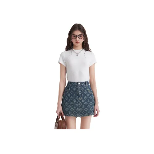 JORYAweekend Облегающий крой Минималистский стиль Короткий рукав T-рубашки Женские