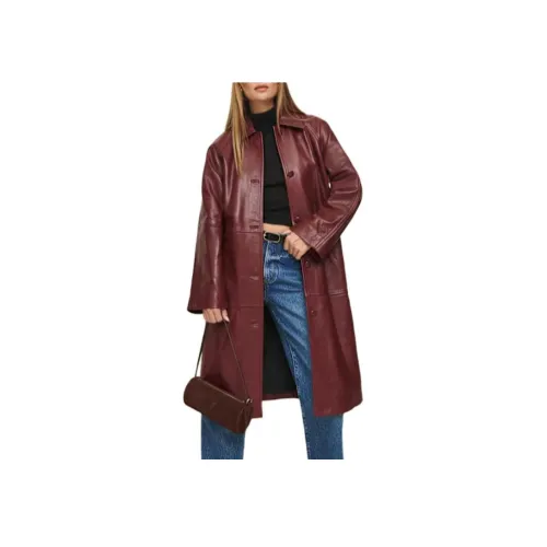 Reformation Кожа Куртка Женские Chianti Красный
