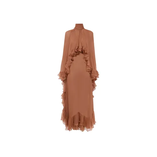 Chloe Длинное платье с длинными рукавами женское коричневое