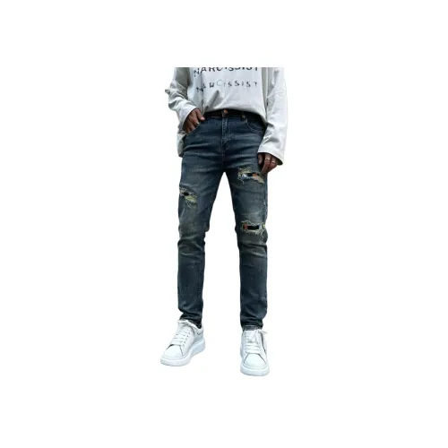 HIPHOPPUNKS Темно-синий Мужские Джинсы