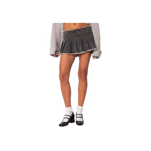 Edikted Nalani Вымытый деним с плиссировкой Мини-юбка Джинсовые шорты Женские