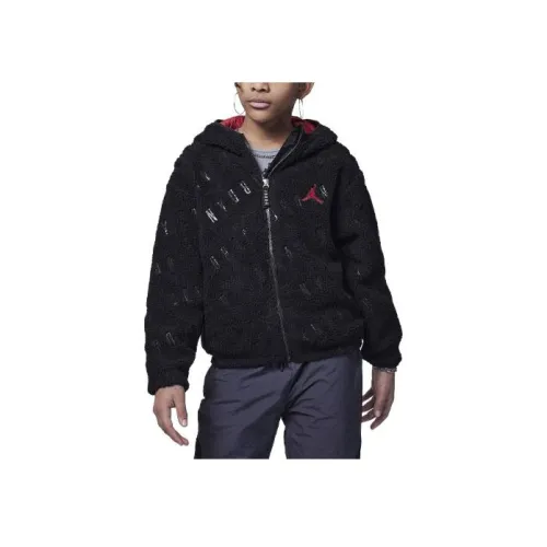 Джордан Куртки Пальто Детская одежда Жаккард Шерпа Куртка Черный Детский