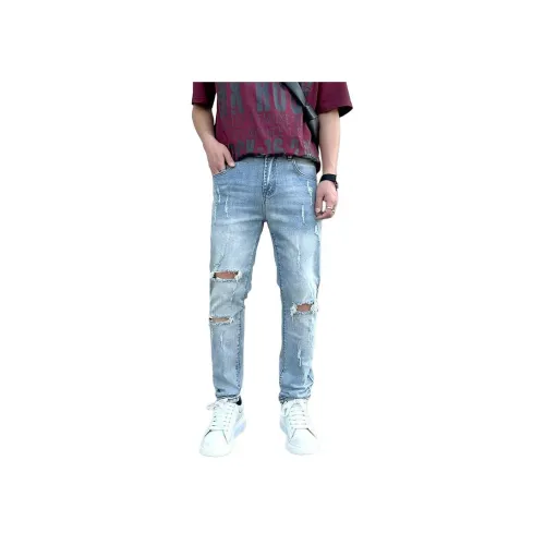 HIPHOPPUNKS Небесно-голубой Мужские Джинсы