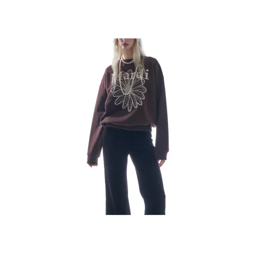 MARDI MERCREDI FW24 Свитшот FLOWERMARDI NEEDLEWORK Коричневый Свитшот Корейский стиль Женский Коричневый Кремовый