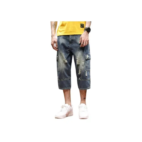 FRALAARRI Темно-синие мужские джинсовые шорты