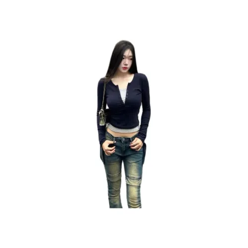 MUCCHIC Темно-синие женские футболки T