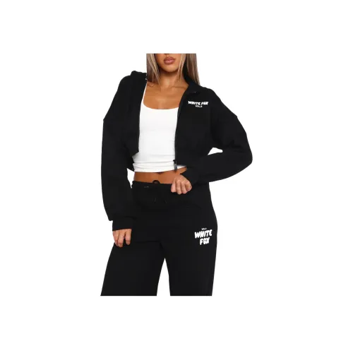 WHITE FOX OFFSTAGE Cropped Zip Hoodie Monochrome Hoodie Women's