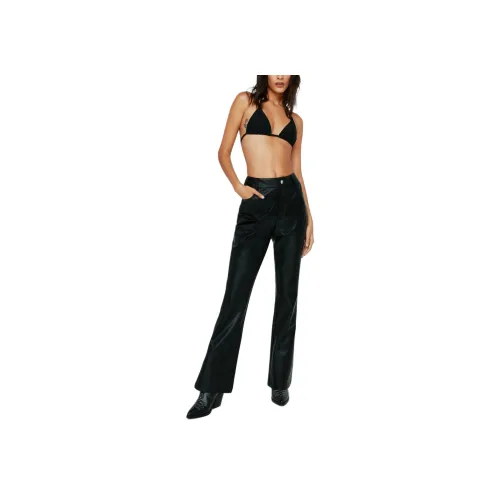 NASTY GAL Искусственная кожа Звезда Bum FLARE Брюки Кожаные штаны Женские Черный