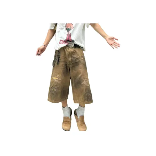 MORii Хаки Унисекс Джинсовые шорты