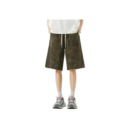 WOOD SOON Брюки длиной до колена камуфляж свободный крой мужские винтажные серия MID унисекс