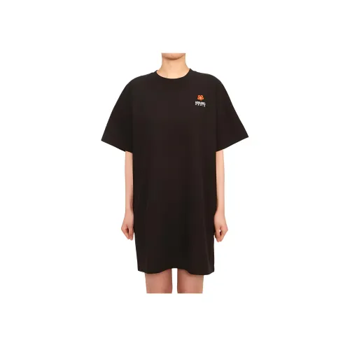 KENZO Черное Женское Короткое Платье с Рукавами