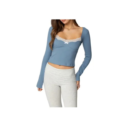 Edikted Morgyn Кружевная отделка Ткань в рубчик Топ CROP TOP Женский