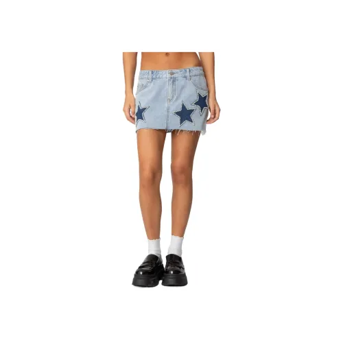 Edikted Shining Звезда Denim Mini Skirt Джинсовые короткие юбки Женские
