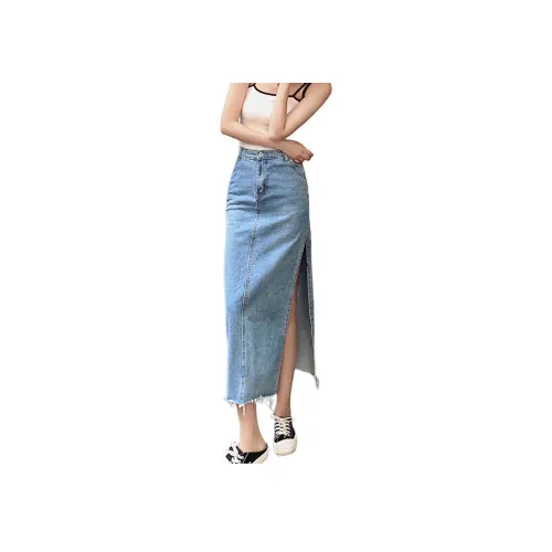 PASSCODIO Denim Long Skirt Women's Blue