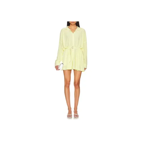 NORMA KAMALI x Revolve Длинное платье с длинными рукавами женское желтое