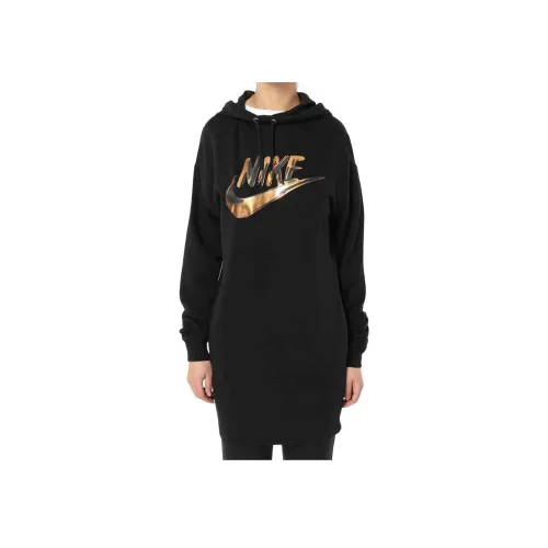 NIKE Черные Женские Длинные Платья с Рукавами