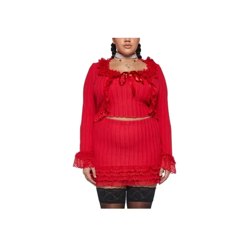 Dolls Kill Sugar Thrillz Плюс Mistletoe Moves Кардиган Комплект Повседневный Костюм Женский Красный Красный