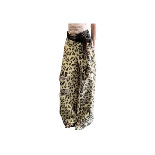 Aimilian Леопардовый принт Женские Джинсы