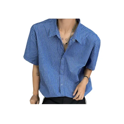 AOPAISHARK Синяя клетка Унисекс Рубашки
