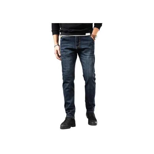 Мед темно-синий унисекс джинсы