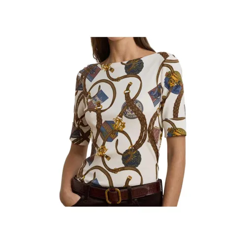 LAUREN RALPH LAUREN Slim Fit с принтом эластичная вырез лодочкой рубашка женская многоцветная