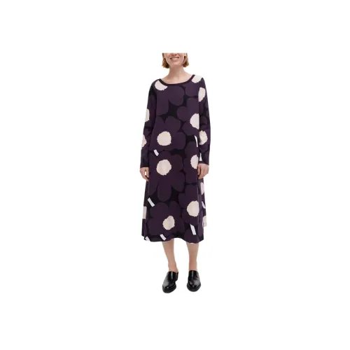 MARIMEKKO Темно-фиолетовый Женские Длинные Платья с Рукавами