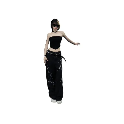 YGHOME OFFICIAL Черные Унисекс Джинсы