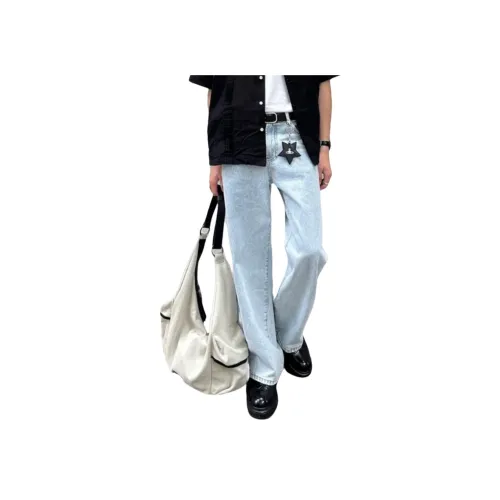 GANGZAI Светло-синие Унисекс Джинсы