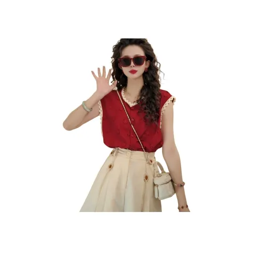 SIXUSICHOU Бордовые Женские Рубашки