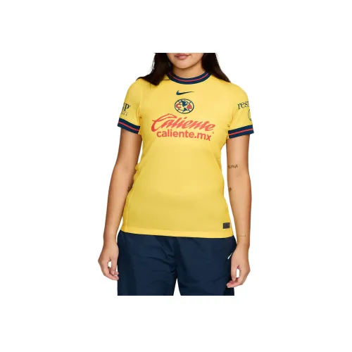nike Club América Dri Fit Футбол Джерси Женские Путешествие Желтый Валериан Синий