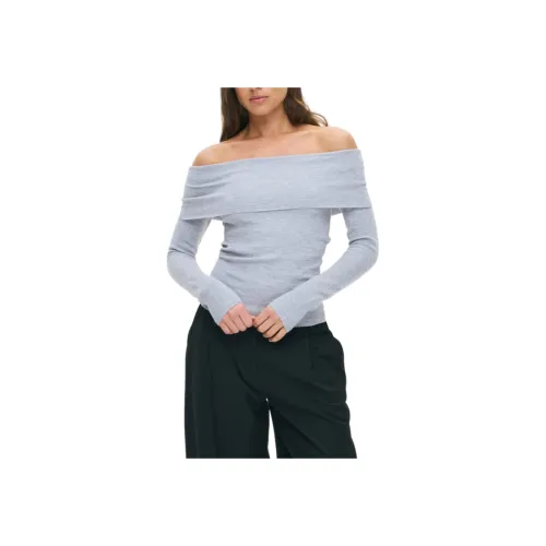 GLASSONS Foldover Off Плечо Длинный рукав Трикотаж Женский
