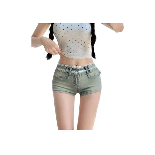 Мед Синий Женские Джинсовые Шорты
