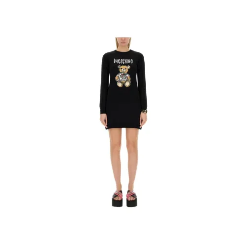 MOSCHINO Черное Женское Длинное Платье с Рукавами