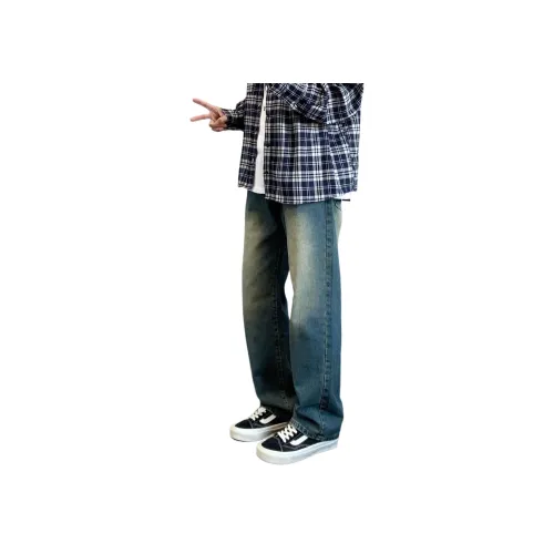 DUATOGE Винтажные синие мужские джинсы