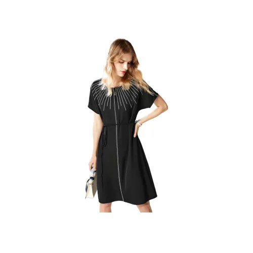 FOG Black Женские Короткие Платья с Рукавами
