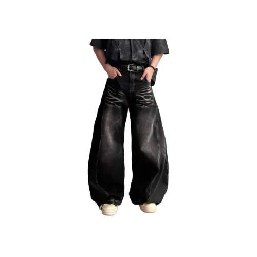 KVIV Выстиранные Черные Мужские Джинсы