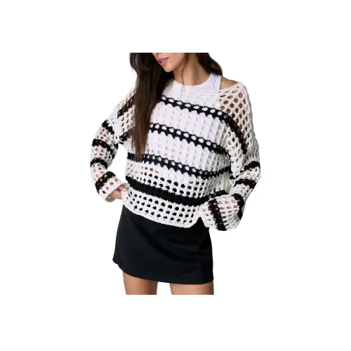 NASTY GAL Вязаная модель Stripe JUMPER Трикотаж Женская Белый