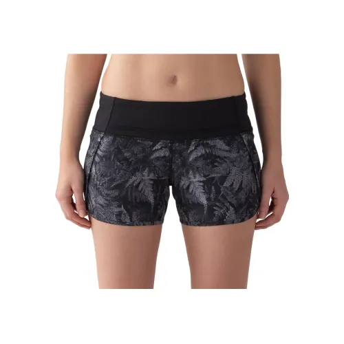 lululemon RUN TIMES Спортивные шорты Женские Растение Принт Черный