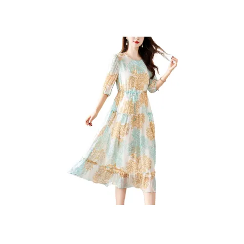 Ink Beauty SS24 Короткий рукав Платье Женское Многоцветное