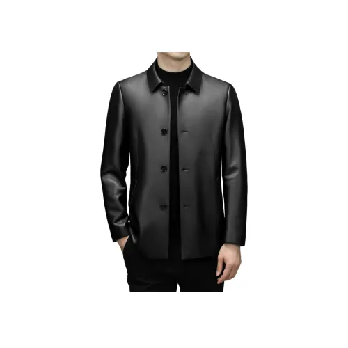 PIERRE CARDIN Кожа Куртка Мужская Черная