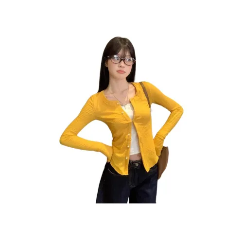 MUCCHIC Теплый Желтый Женские T-рубашки